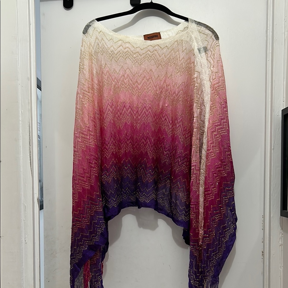 Pink and Purple Ombre Knit Poncho